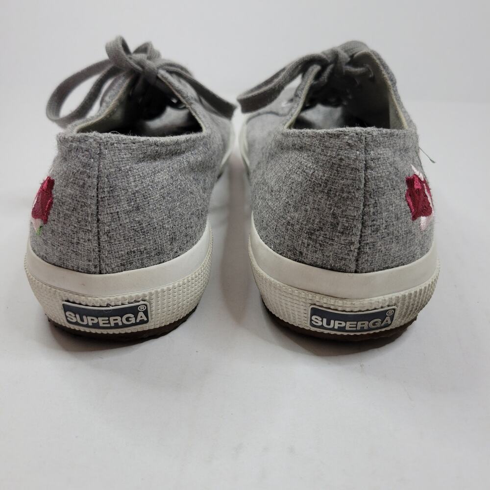 Superga Women's Gray Wool Fashion Sneakers Floral Embroidered Size 7.5 (EU 38) - Picture 4 of 9